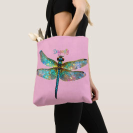 Bolsa Tote Libélula Colorida de Vidro Pintado