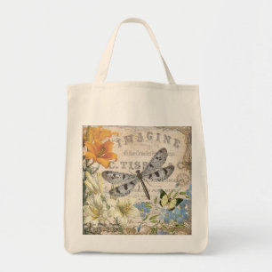 Bolsa Tote libélula moderna do francês do vintage