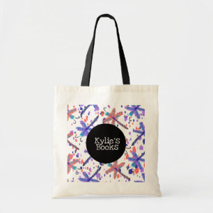 Bolsa Tote Libélulas Aquarela Biblioteca Livros Biblioteca Pe