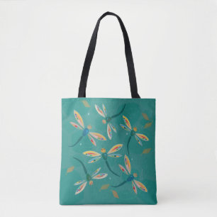 Bolsa Tote Libélulas bonito de turquesa na lagoa