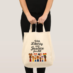 Bolsa Tote Liberdade e justiça para todos protestam