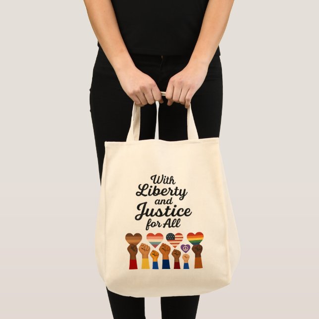 Bolsa Tote Liberdade e justiça para todos protestam (Frente (produto))