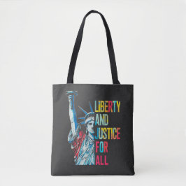 Bolsa Tote "Liberdade e Justiça para todos" Trabalho de arte