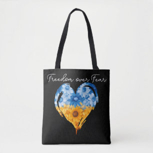 Bolsa Tote Liberdade sobre o medo do coração de girassol Ucrâ