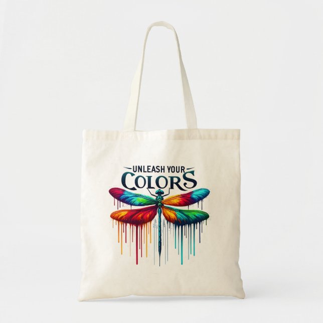 Bolsa Tote Libere suas cores - Dragonfly artística (Frente)