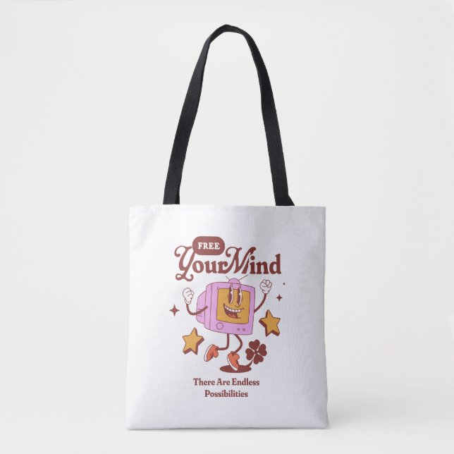 Bolsa Tote Liberte seu mascote retrô da mente (Frente)