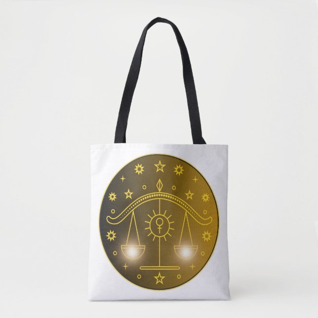 Bolsa Tote Libra Zodiac Emblem | Minimal Celestial Symbol (Frente)