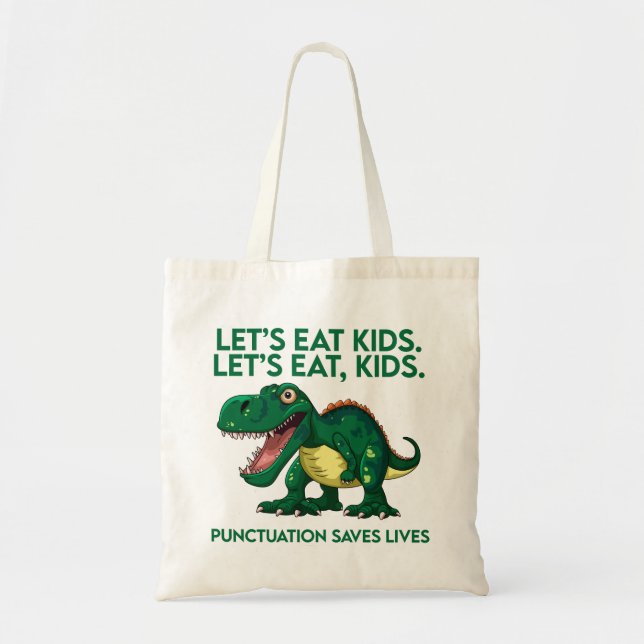 Bolsa Tote Lição de Gramática do Dinossauro Engraçado (Frente)