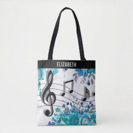 Bolsa Tote Lição de Música Floral