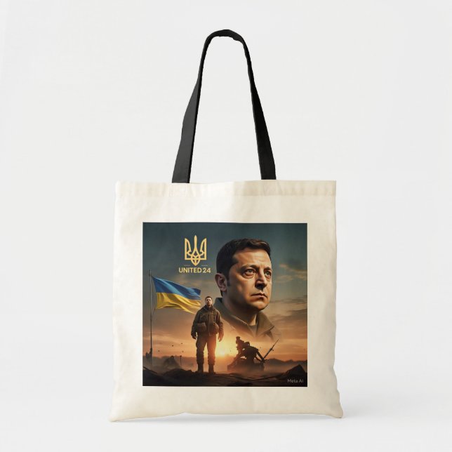 Bolsa Tote Líder da Ucrânia Zelenskyy United24 (Frente)