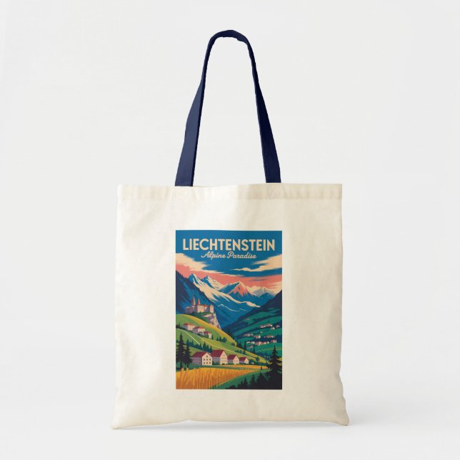 Bolsa Tote Liechtenstein Landscape Illustration Travel Art (Frente)
