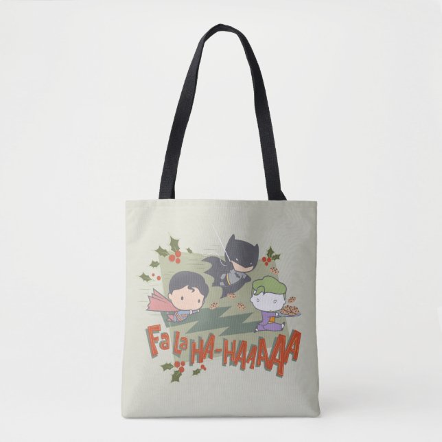 Bolsa Tote Liga da Justiça Chibi Holiday Cookie Chase (Frente)