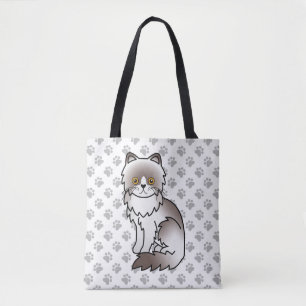 Bolsa Tote Lilac Bi-Color Cartoon Persa Cat & Paws