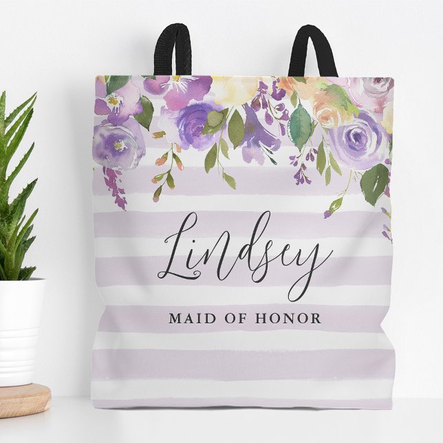 Bolsa Tote Lilac Floral e Strike Madrinha de casamento Monogr (Criador carregado)