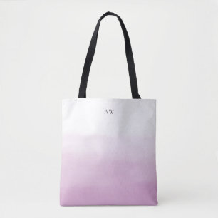 Bolsa Tote Lilac Purple Watercolor Monograma Moderno