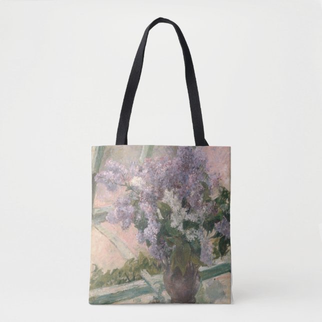 Bolsa Tote Lilacs em Window por Mary Cassatt American Painter (Frente)