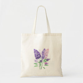 Bolsa Tote Lilacs flores roxas aquarelas chic