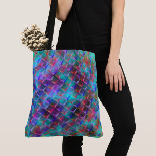 Bolsa Tote Lilás azulado e triângulos 3D ou cor-de-rosa