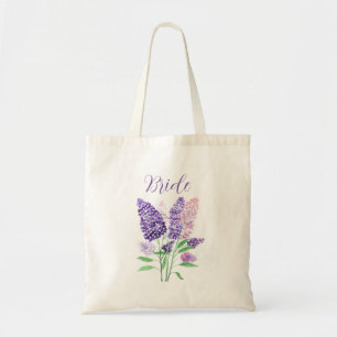 Bolsa Tote Lilas roxas Noiva Floral Aquarela Casamento