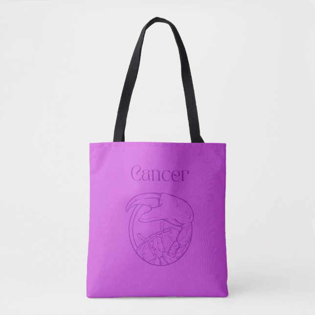Bolsa Tote Lilás Zodíaco de Câncer (Frente)