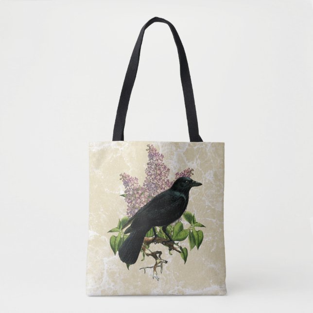 Bolsa Tote Lilases E Corvo (Frente)