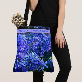 Bolsa Tote Lilases roxos azuis românticos, foto floral azul m