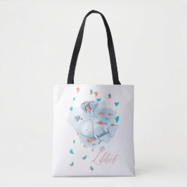Bolsa Tote Lilibet batizado de presentes de baleia mágica par