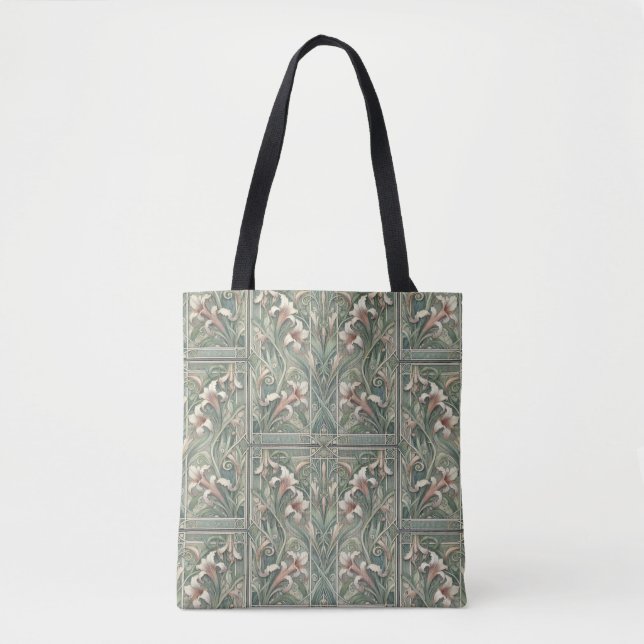 Bolsa Tote Lillies Dream Art Nouveau meia gota (Frente)