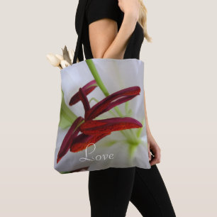 Bolsa Tote Lily Branca, flor.