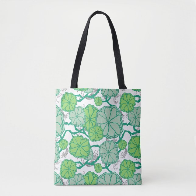 Bolsa Tote Lily Pad Koi Pond Pattern (Frente)