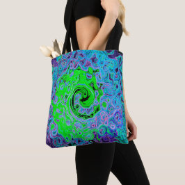 Bolsa Tote Lima Verde Groovy Abstrato Retro Líquido Redemoinh