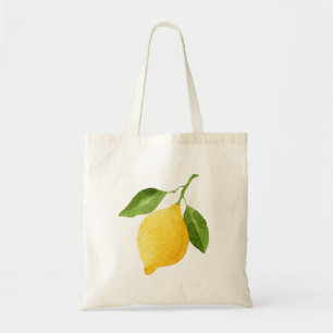 Bolsa Tote Limão da aguarela com folhas verdes