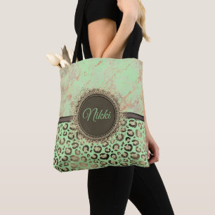 Bolsa Tote Limão Marble Glittery Leopard Personalizado Tot Ba
