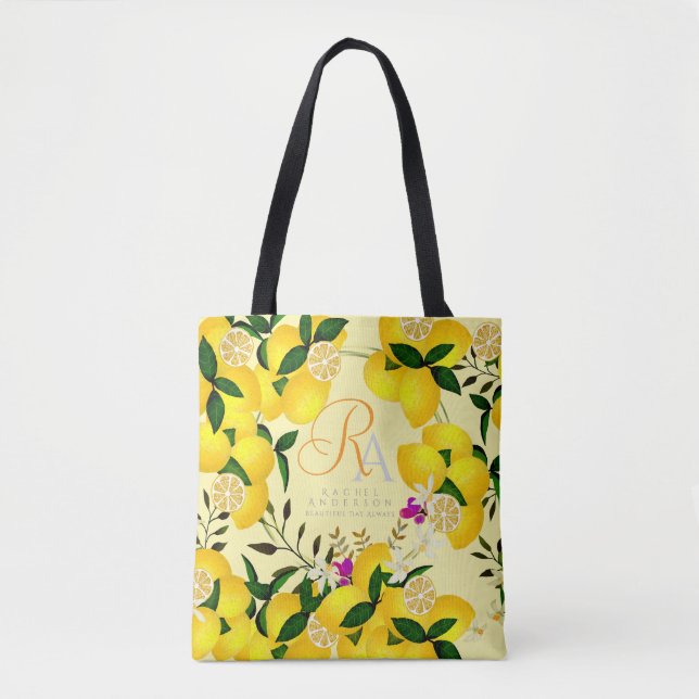 Bolsa Tote Limão Monograma Amarelo (Frente)