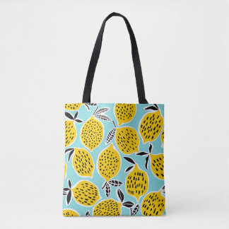 Bolsa Tote Limão Vintage: Padrão Desenhado À Mão Sem Costura