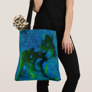Bolsa Tote Limestone Abstrato em Verdes e Aqua Blues