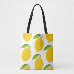 Bolsa Tote Limões amarelos, padrão artístico sem costura.