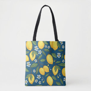 Bolsa Tote Limões Amarelos: Padrão de Fruta Tropical.