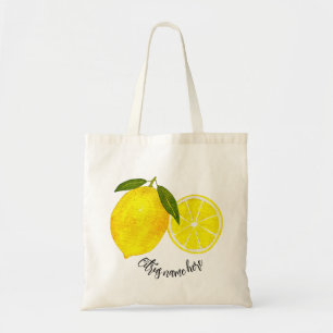 Bolsa Tote Limões Amarelos Personalizados da Aquarela