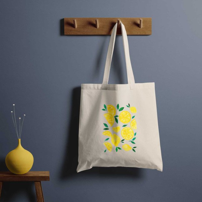 Bolsa Tote Limões de aquarelas - amarelo e verde (Criador carregado)