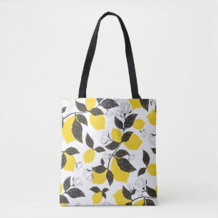 Bolsa Tote Limões De Citros, Vintage Verão Sem Costura.