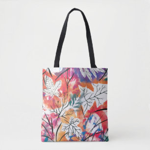 Bolsa Tote Limões Desenhados À Mão, Padrão De Folhas Azuis.