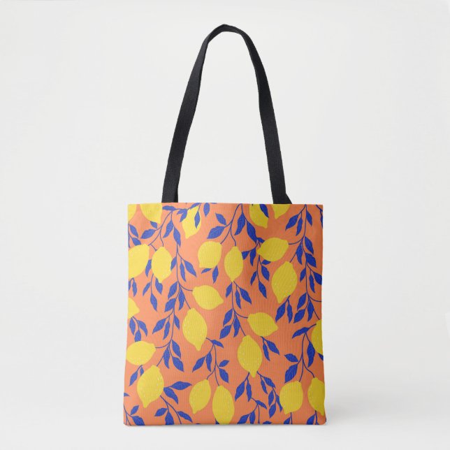 Bolsa Tote Limões Estilizados Padrão Tropical do Vintage (Frente)
