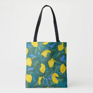 Bolsa Tote Limões, folhas: padrão tropical dos citros.