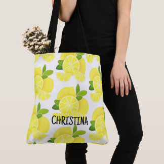 Bolsa Tote Limões limões limões limões fatias de limão fruta