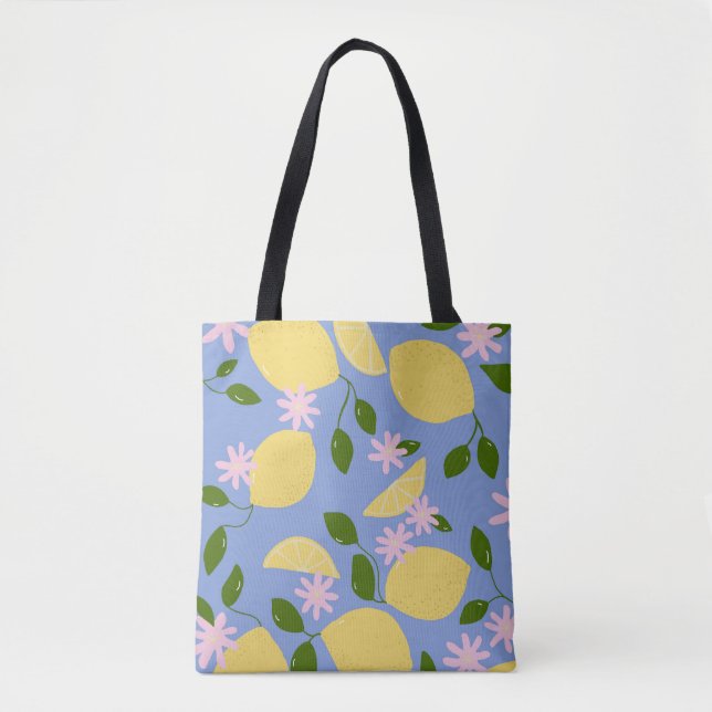 Bolsa Tote Limões no Saco de Tota Periwinkle (Frente)