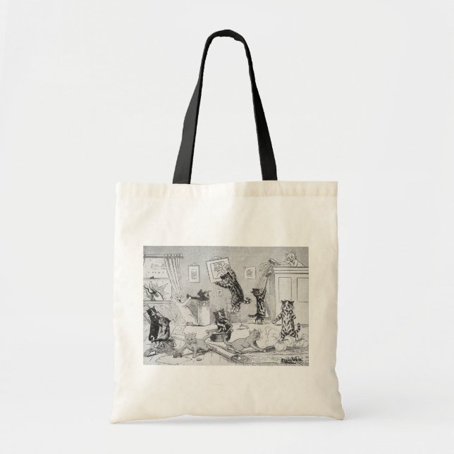 Bolsa Tote Limpeza de gatos em Primavera, Louis Wain (Frente)