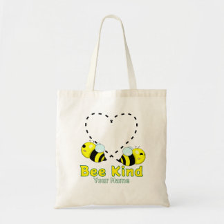 Bolsa Tote Linda Abelha Kawaii Coração "Abeha Gentil" Nome Pe
