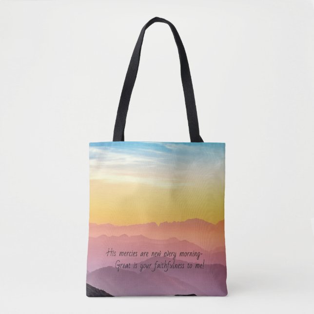 Bolsa Tote Linda cena matinal com escritura. (Frente)
