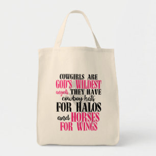 Bolsa Tote Linda Cowgirl Deus Anjos Equestre Ocidental Cavalo